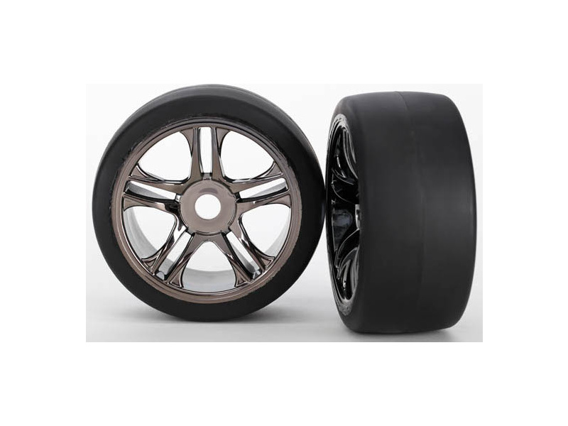 Traxxas kolo, disk Split-Spoke černý chrom, pneu slick S1 (2) (přední)